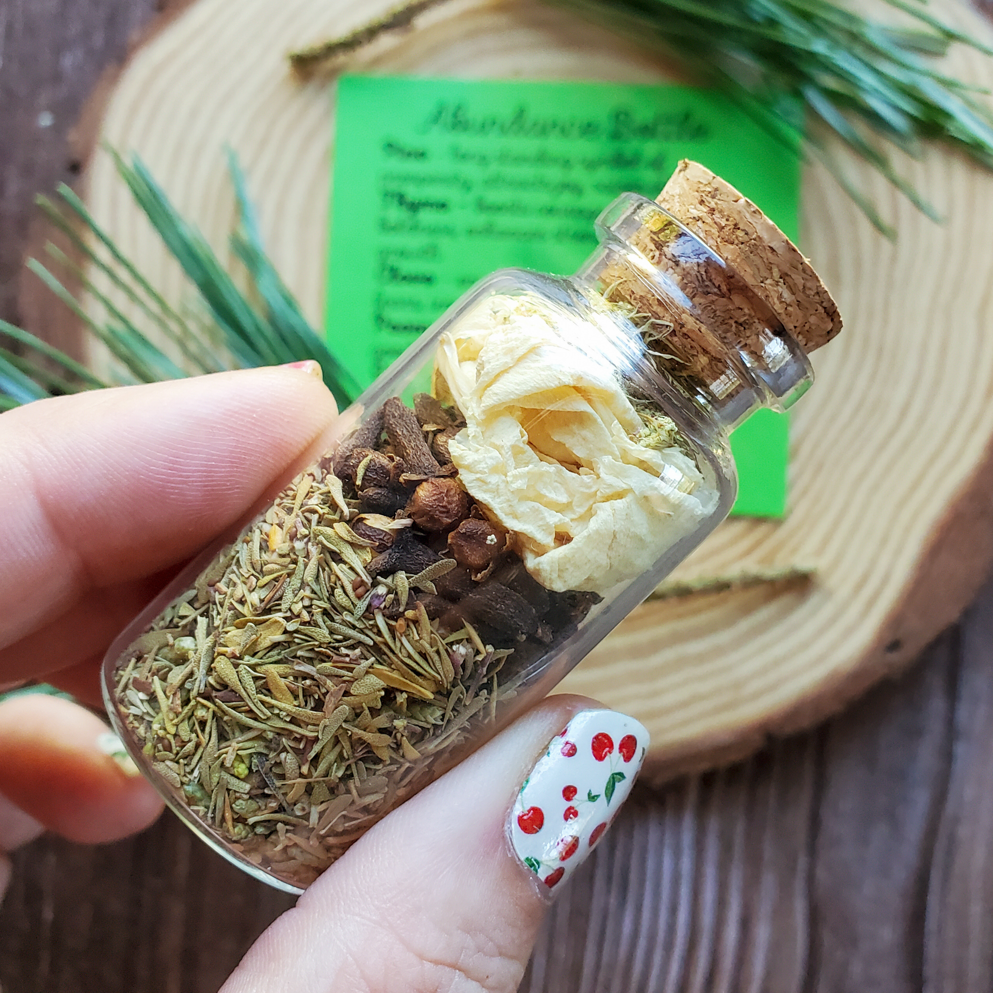 Abundance Spell Bottle, Intention Setting Herbs for Prosperity and Sucess