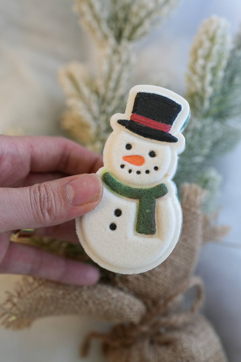 Snowman Peppermint Mocha Handpainted Bathbomb Christmas