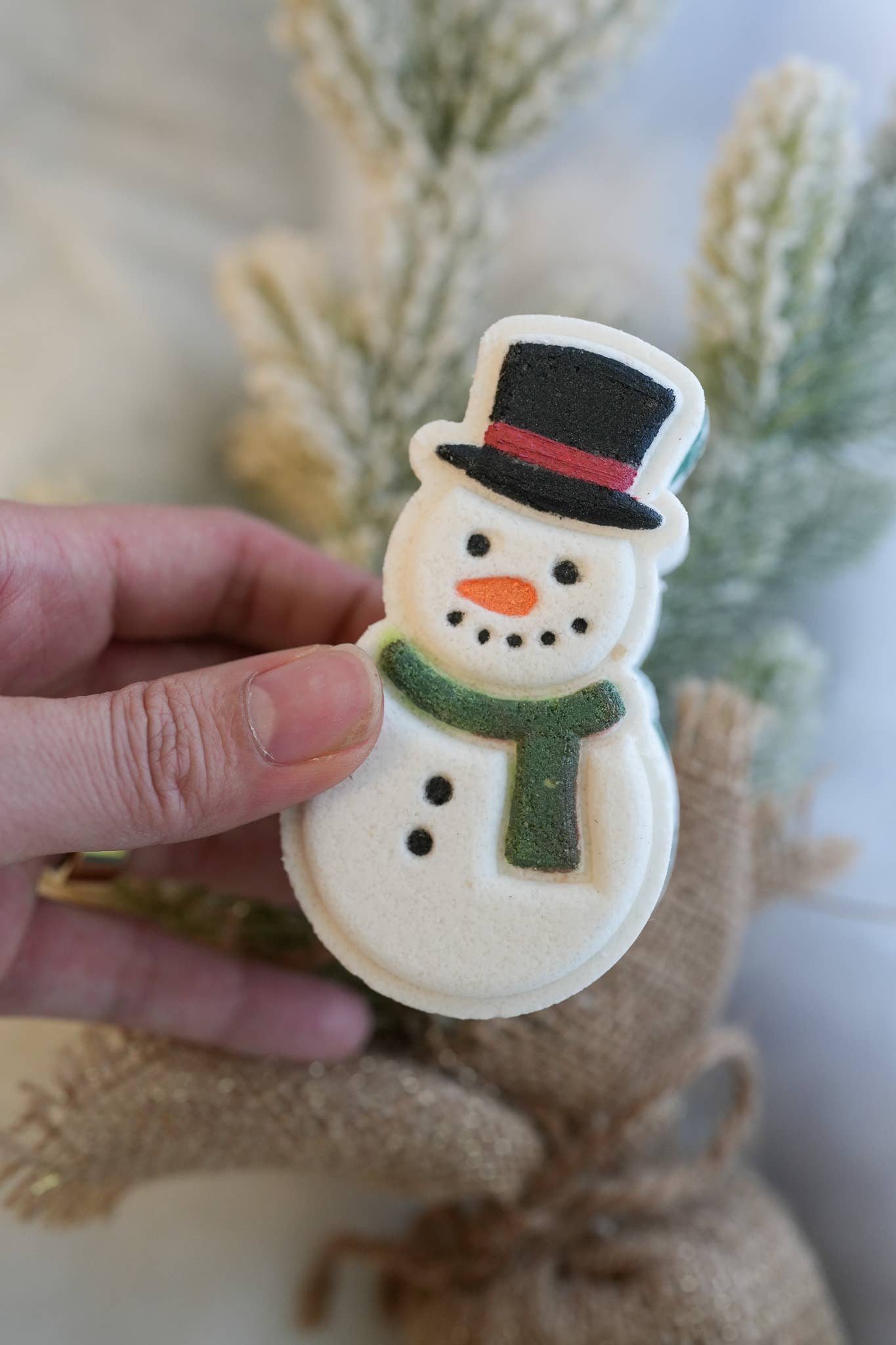 Snowman Peppermint Mocha Handpainted Bathbomb Christmas