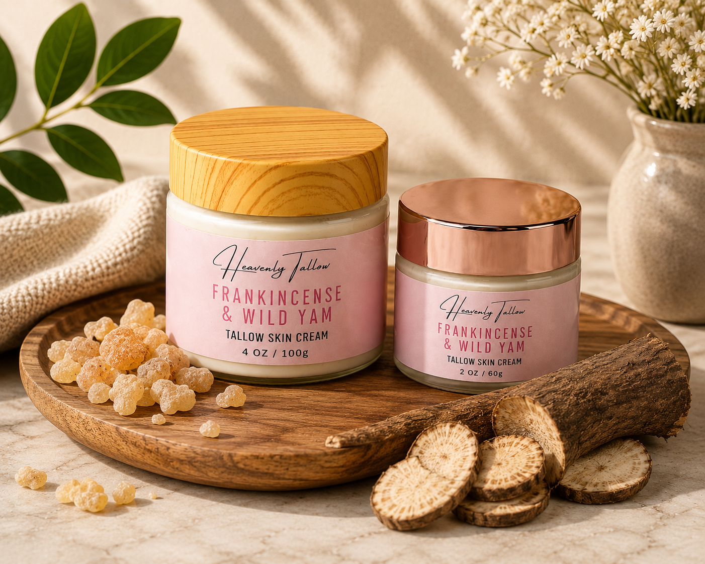 Frankincense & Wild Yam Infused Whipped Tallow Face & Body Cream