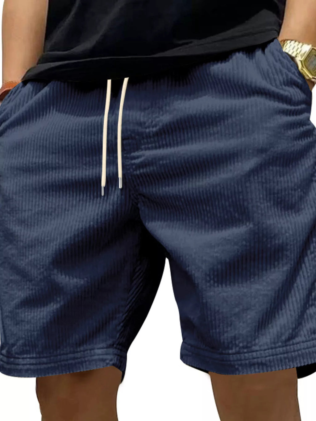 Men's Full Size Casual Corduroy Drawstring Shorts Plus Size