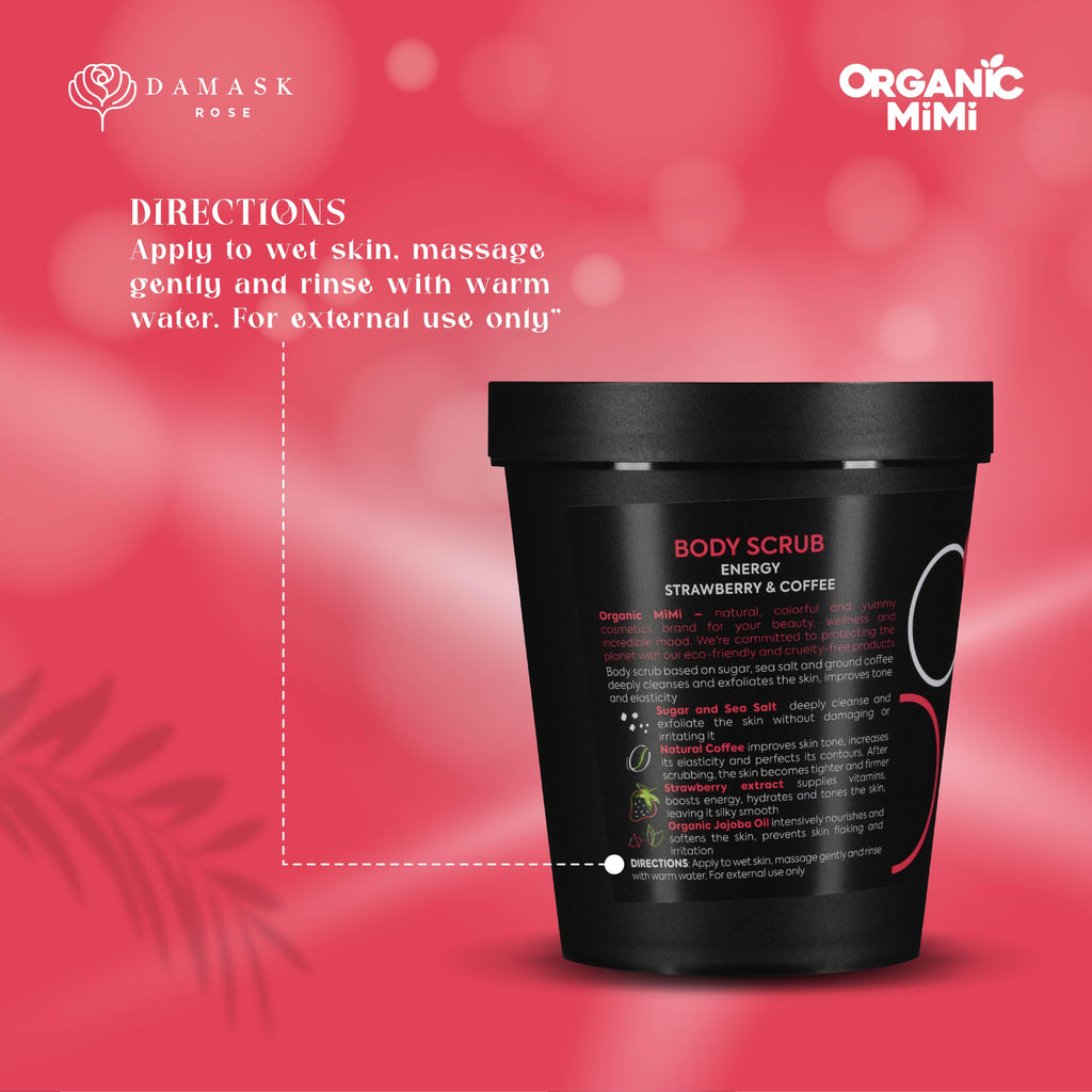 Organic Mimi, Body Scrub Energy Strawberry & Coffee, 250 g