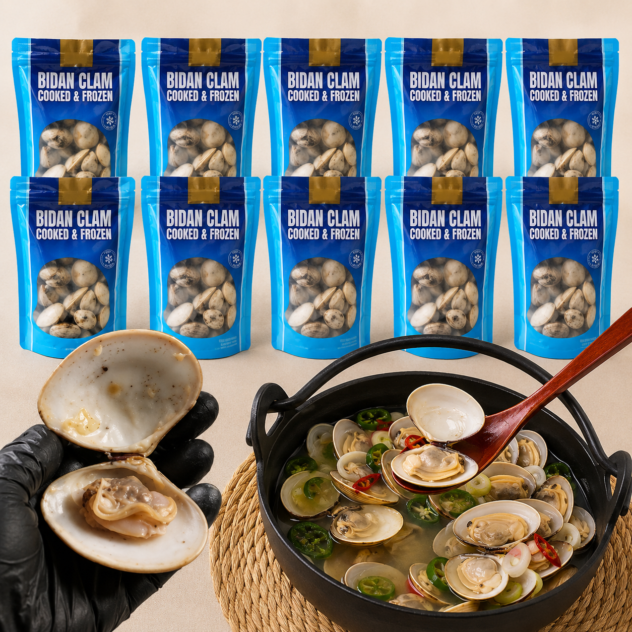 Bidan Clam Party (100g, 3.5oz x 10packs)