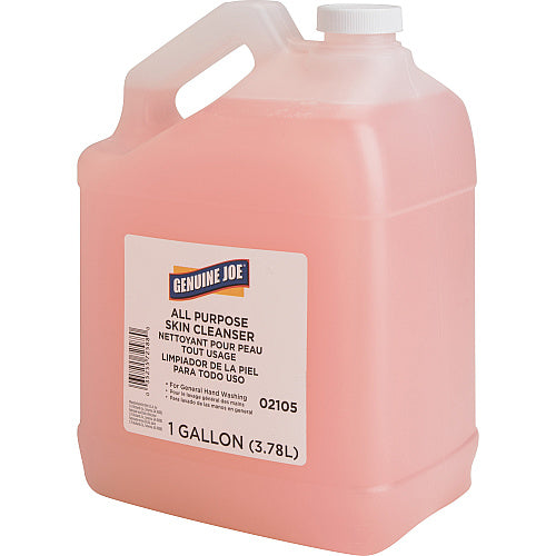 Gallon container of Genuine Joe all-purpose skin cleanser on a white background