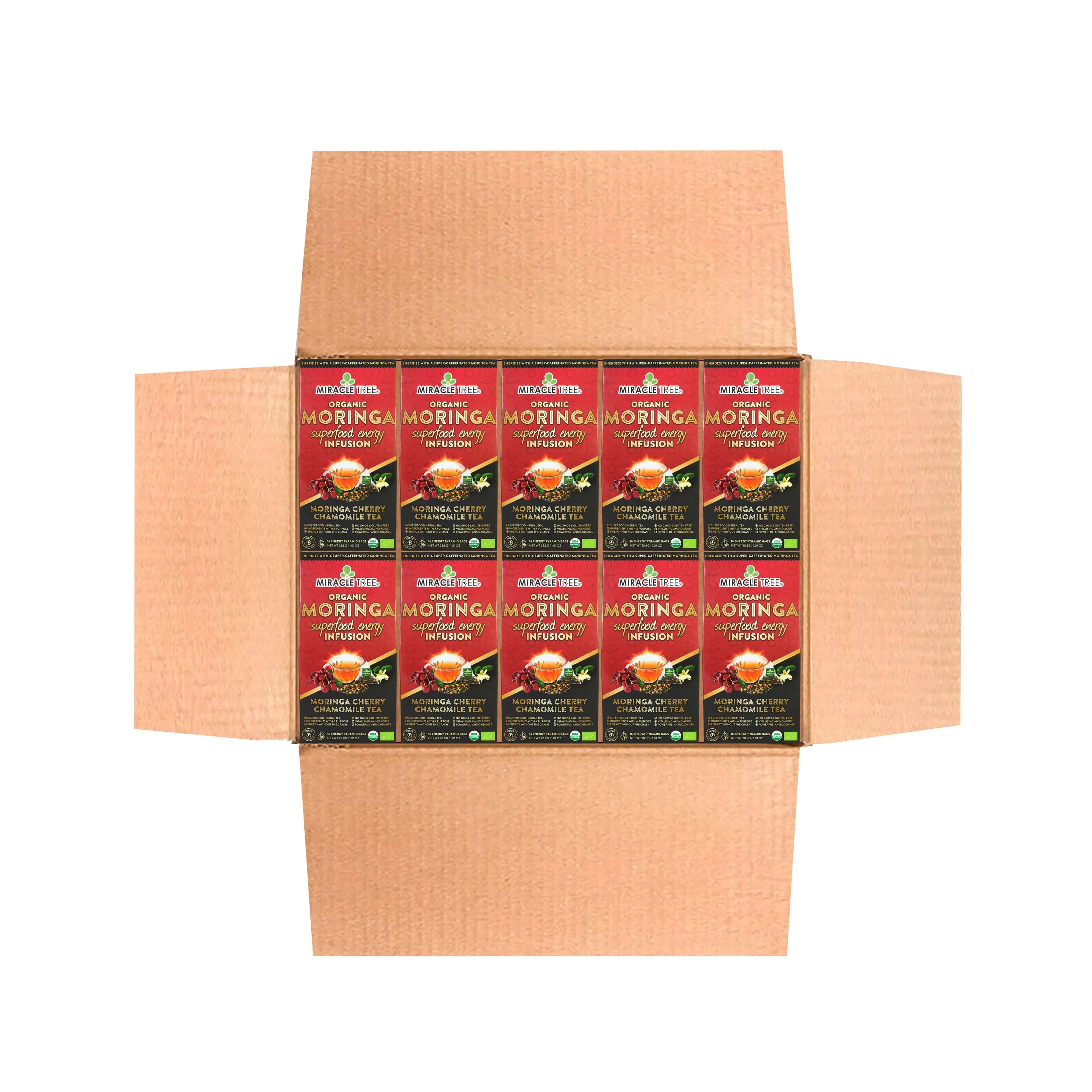 Organic Moringa Energy Tea - Cherry Chamomile - Natural Coffee Alternative