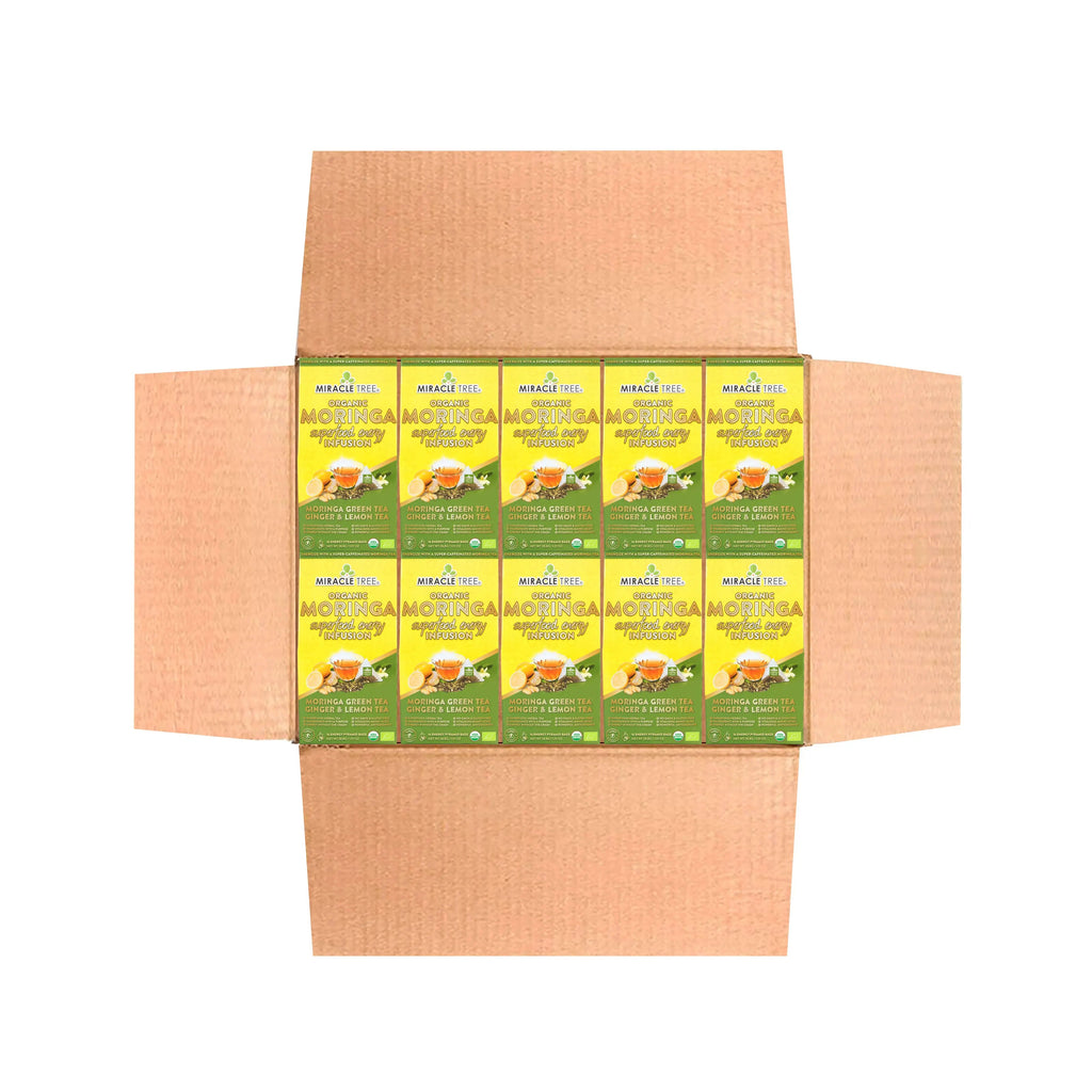 Organic Moringa Energy Tea - Ginger Lemon - Natural Coffee Alternative