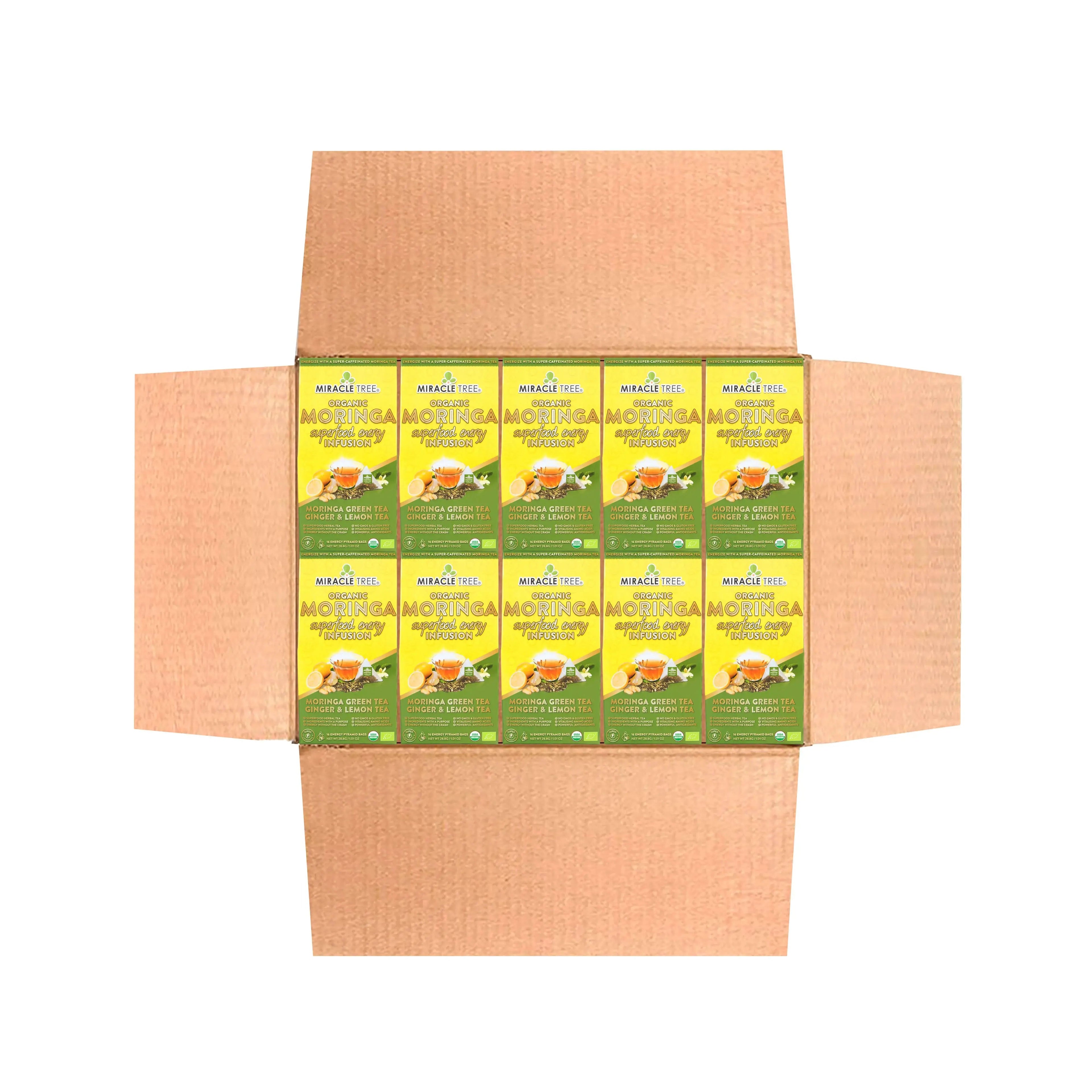 Organic Moringa Energy Tea - Ginger Lemon - Natural Coffee Alternative