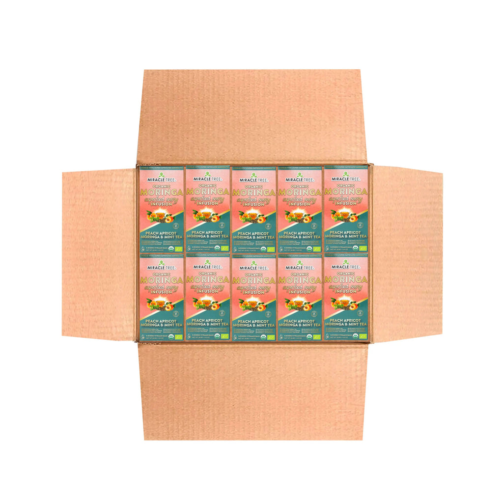 Organic Moringa Energy Tea - Peach Mint Apricot - Natural Coffee Alternative