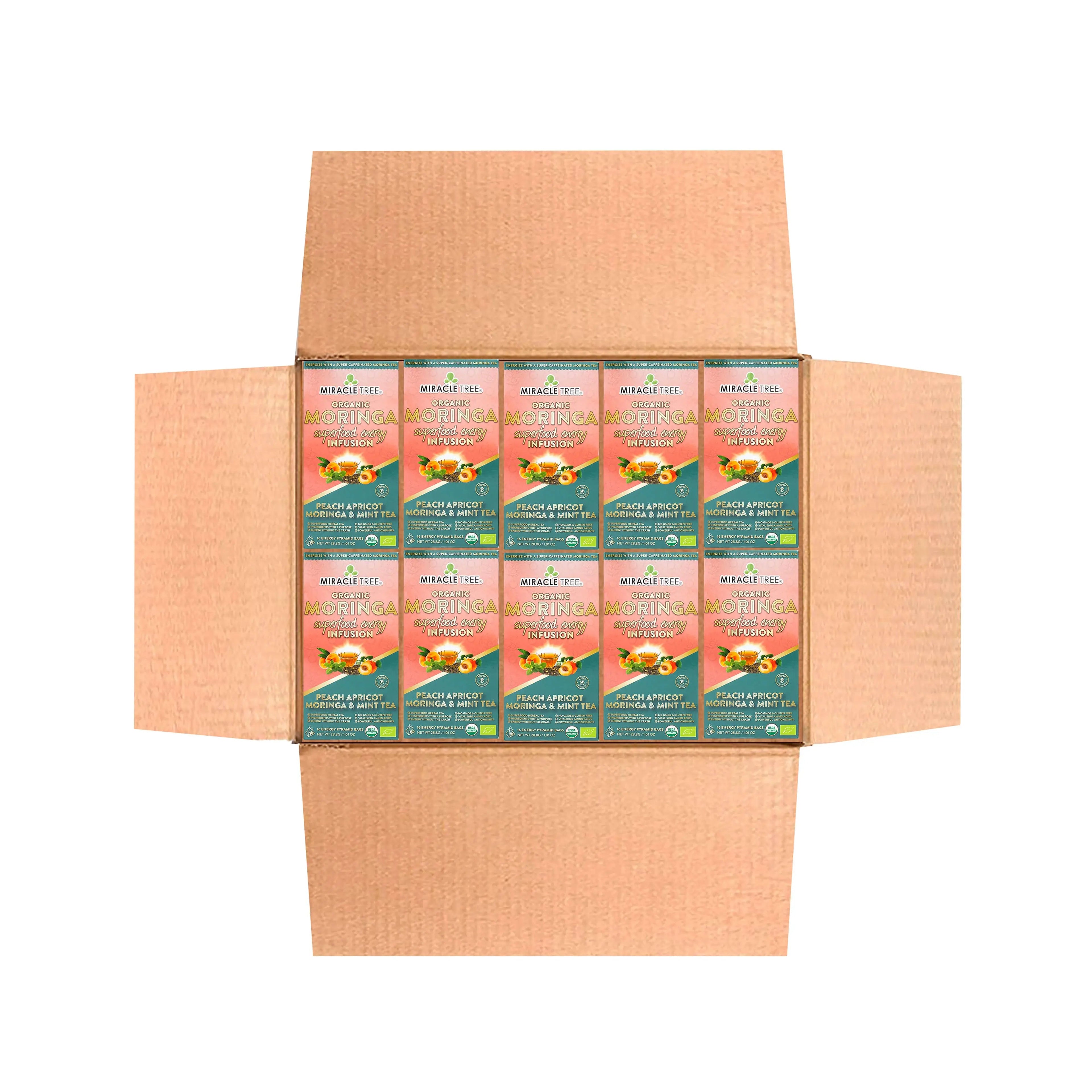 Organic Moringa Energy Tea - Peach Mint Apricot - Natural Coffee Alternative