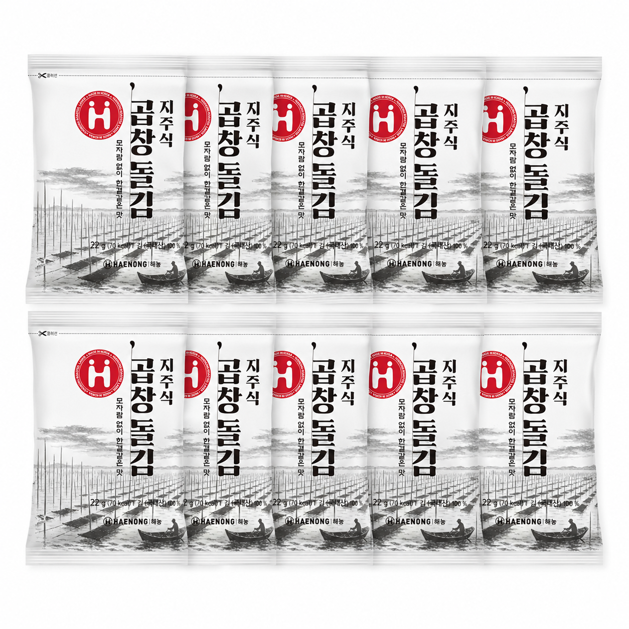 [Haenong] Pole-Raised Gopchang Dol Gim Seaweed (10 Sheets, 22g, 0.78 oz)