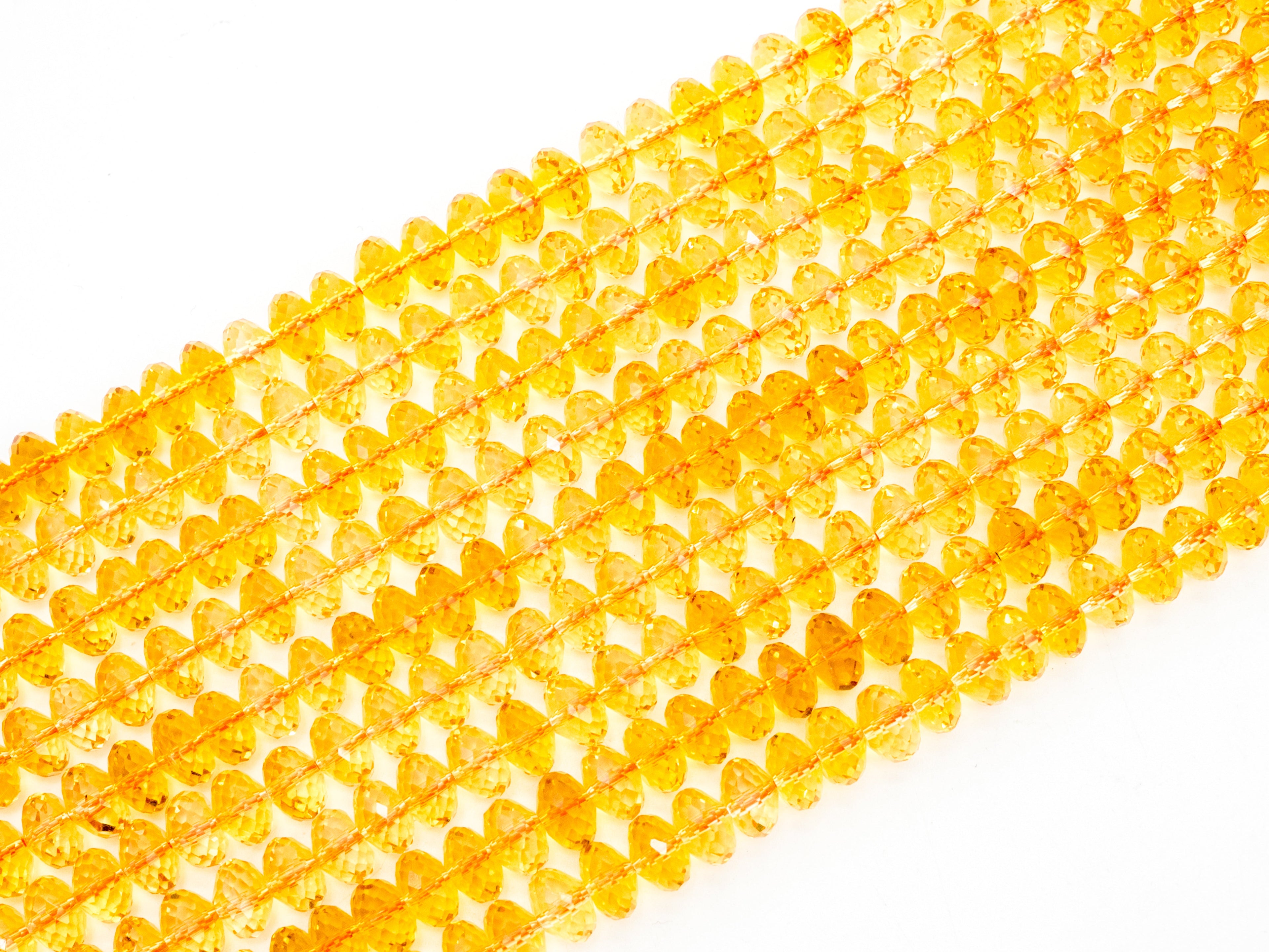Quality Natural Citrine Beads, Rondelle Faceted Yellow Gemstone Beads, SKU#V10c