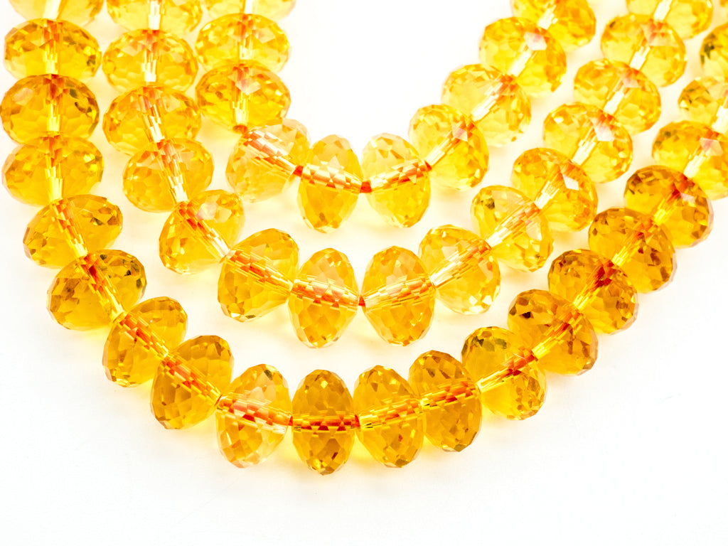 Quality Natural Citrine Beads, Rondelle Faceted Yellow Gemstone Beads, SKU#V10c