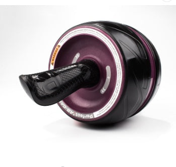 Black and purple ab roller on a white background