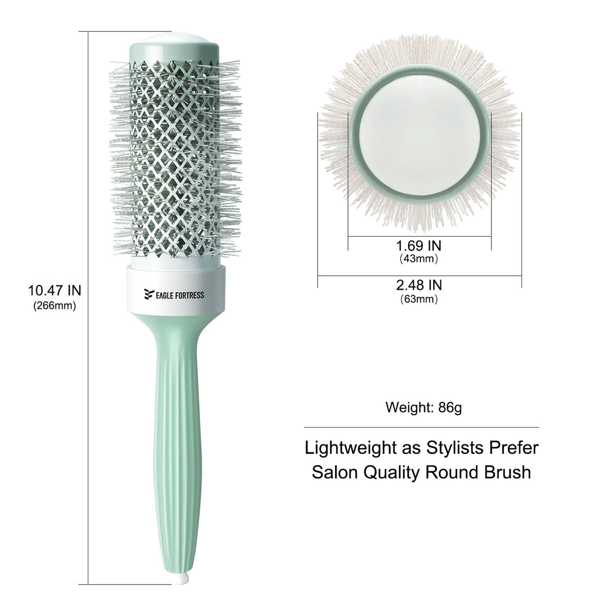 Eagle Fortress Professional Round Hair Brush 1.69 in