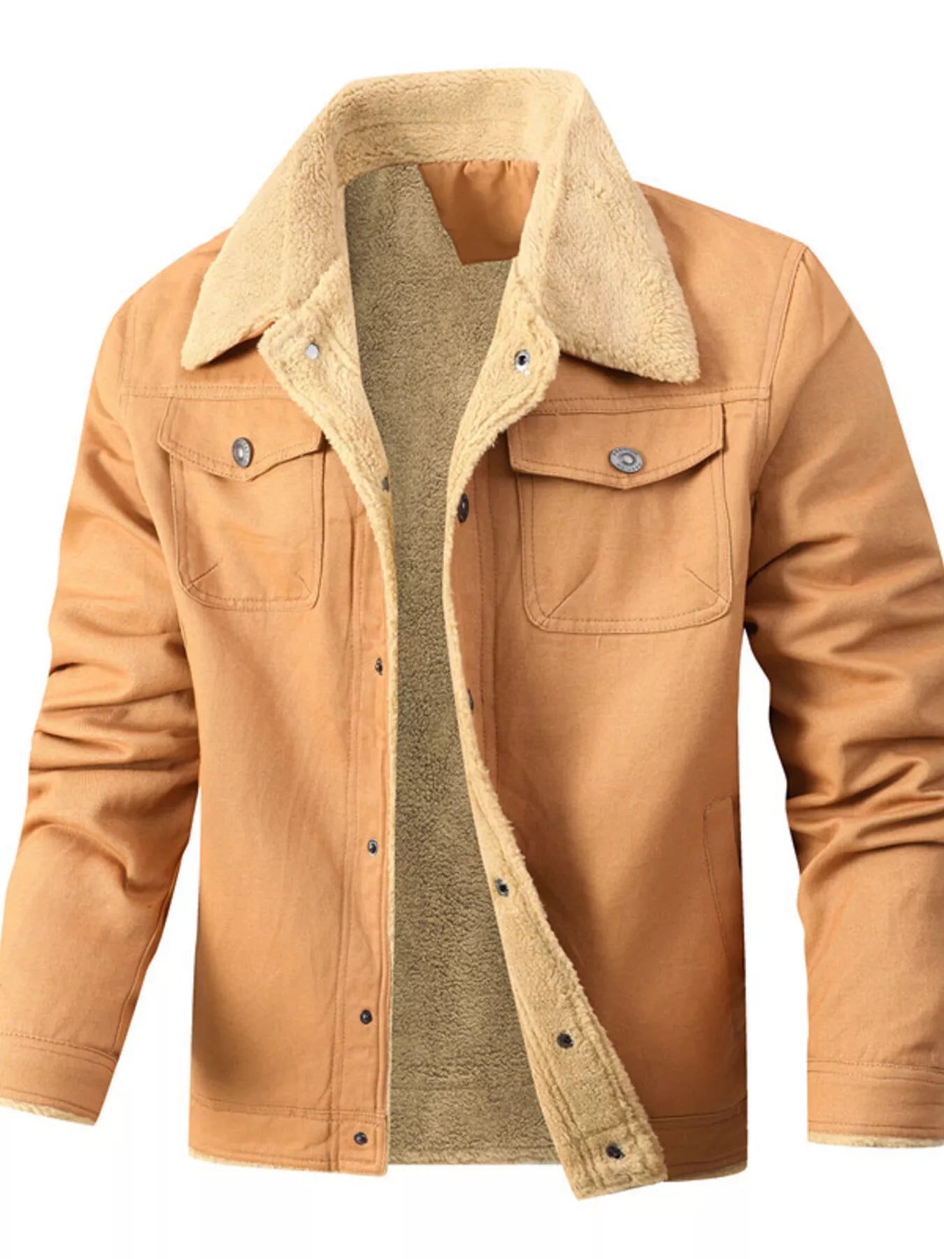 Men's Full Size Sherpa Lined Snap Down Jacket Plus Size