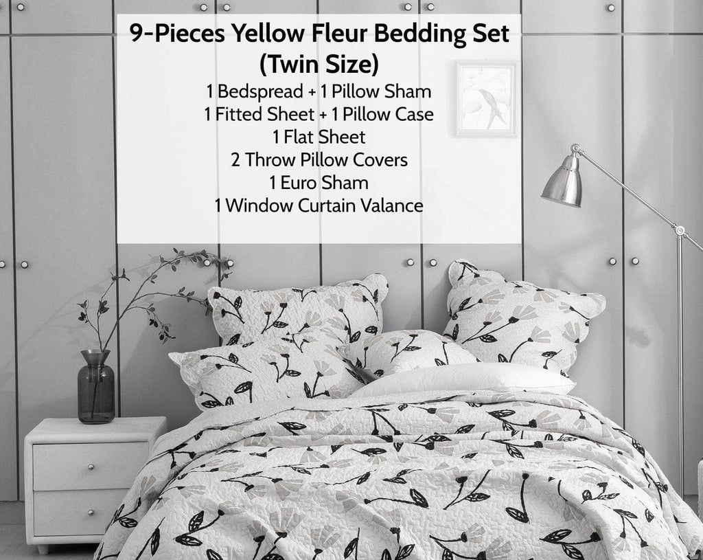 DaDa Bedding Yellow Fleur Floral Bed in a Bag Set - Ivory Botanical