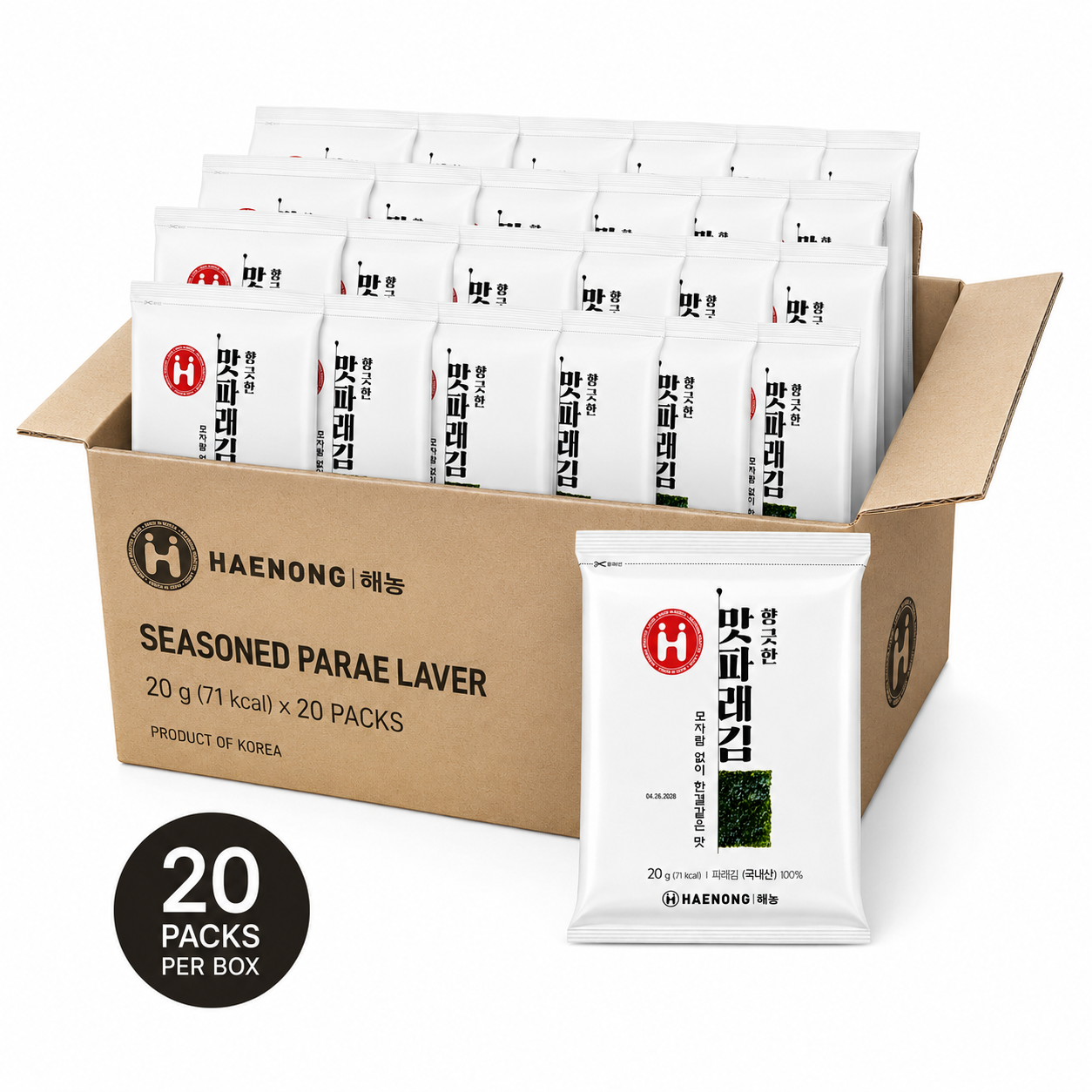 [Haenong] Roasted Seasoned Green Laver (Parae Gim)(10 Sheets, 20g, 0.71 oz)