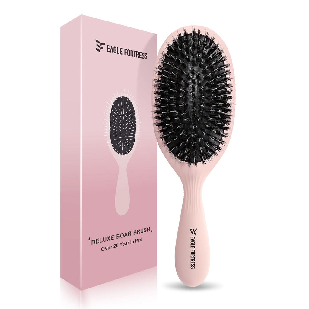 Eagle Fortress Deluxe Boar Bristle Hair Brush - Pink