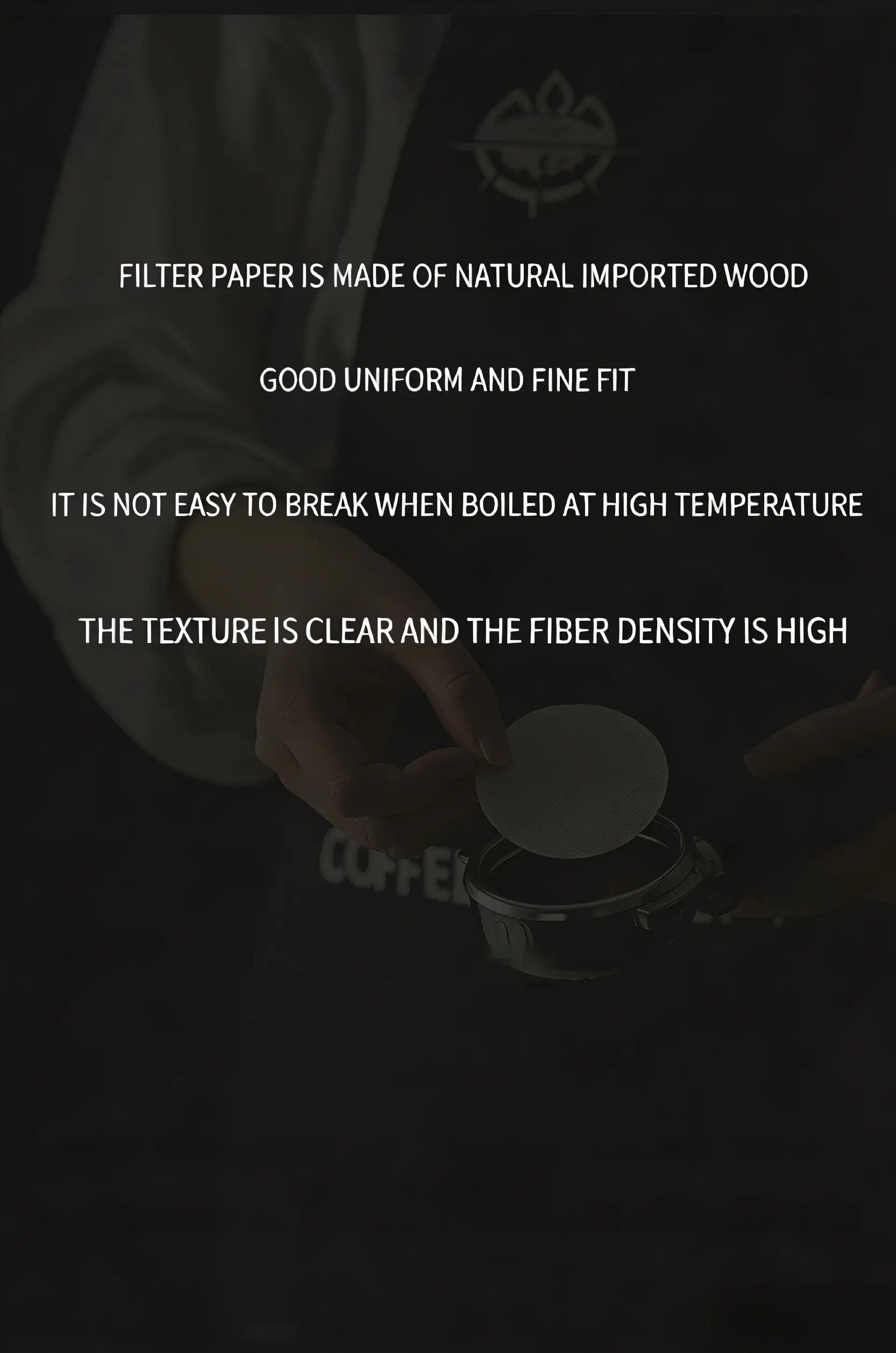 Espresso puck screen filter paper made from natural imported wood fiber, durable high-density coffee filter paper for 51mm, 53mm and 58mm portafilter baskets, 100 sheets for cleaner espresso extraction and easy basket cleanup.