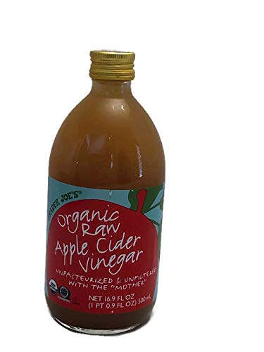 Trader Joe’s Organic Raw Apple Cider Vinegar with Mother, Unpasteurized and Unfiltered, 16.9 fl oz Bottle, Organic Apple Cider Vinegar for Cooking, Baking, Dressings, Marinades, Beverages and Wellness Routines