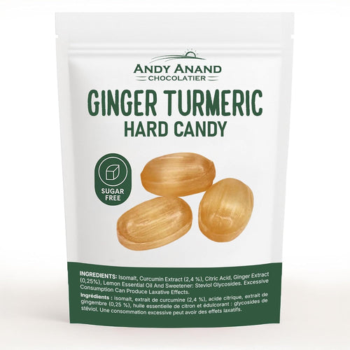 Andy Anand Sugar Free Ginger Turmeric Hard Candy – 50 Pc 7 Oz, Gluten Free, Keto & Vegan, Low Calorie European Gourmet Treat
