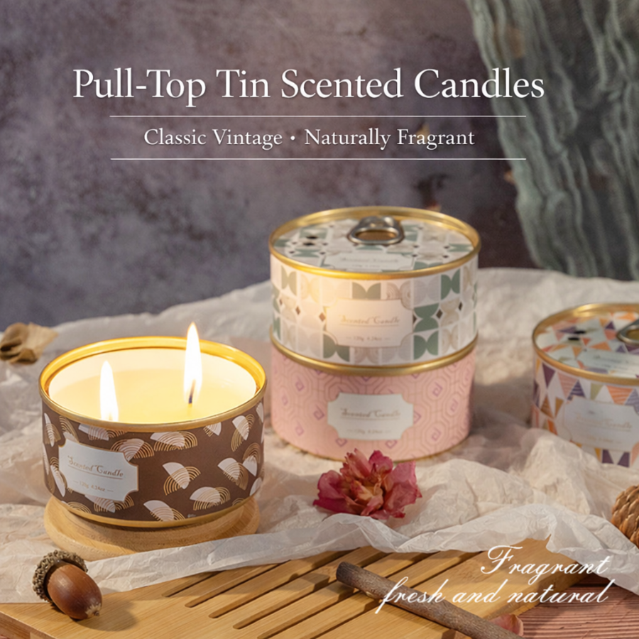 Vintage Canned Scented Candle, Handmade Soy Wax Candle with Light and Elegant Aroma, Clean and Low-Smoke Decorative Candle for Home Décor and Gift Giving