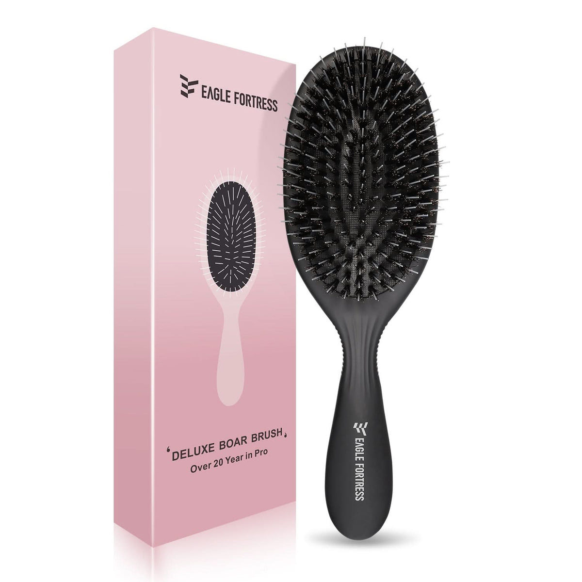 Eagle Fortress Deluxe Boar Bristle Hair Brush - Black