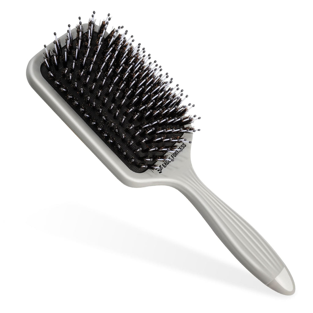 Eagle Fortress Boar Bristle Paddle Brush - Grey