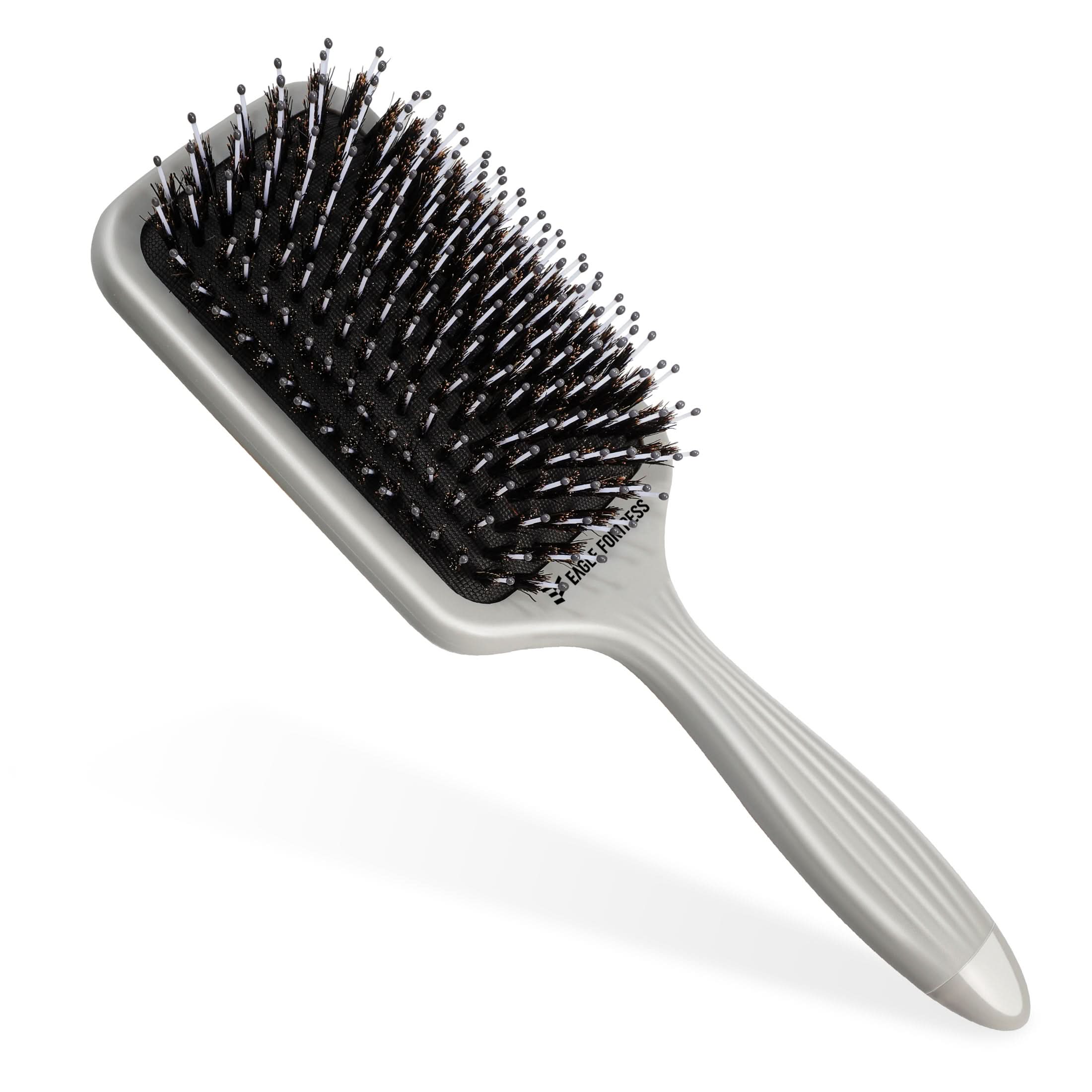 Eagle Fortress Boar Bristle Paddle Brush - Grey