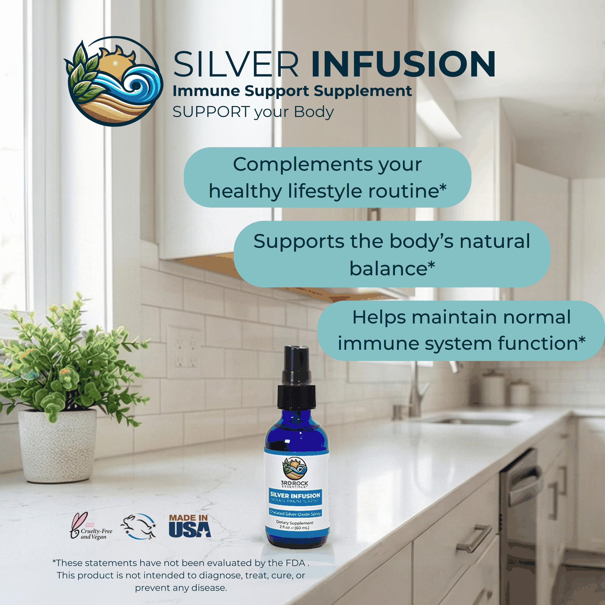 Silver Infusion 150 PPM Chelated Silver Oxide Supplement - 2 oz. Spray
