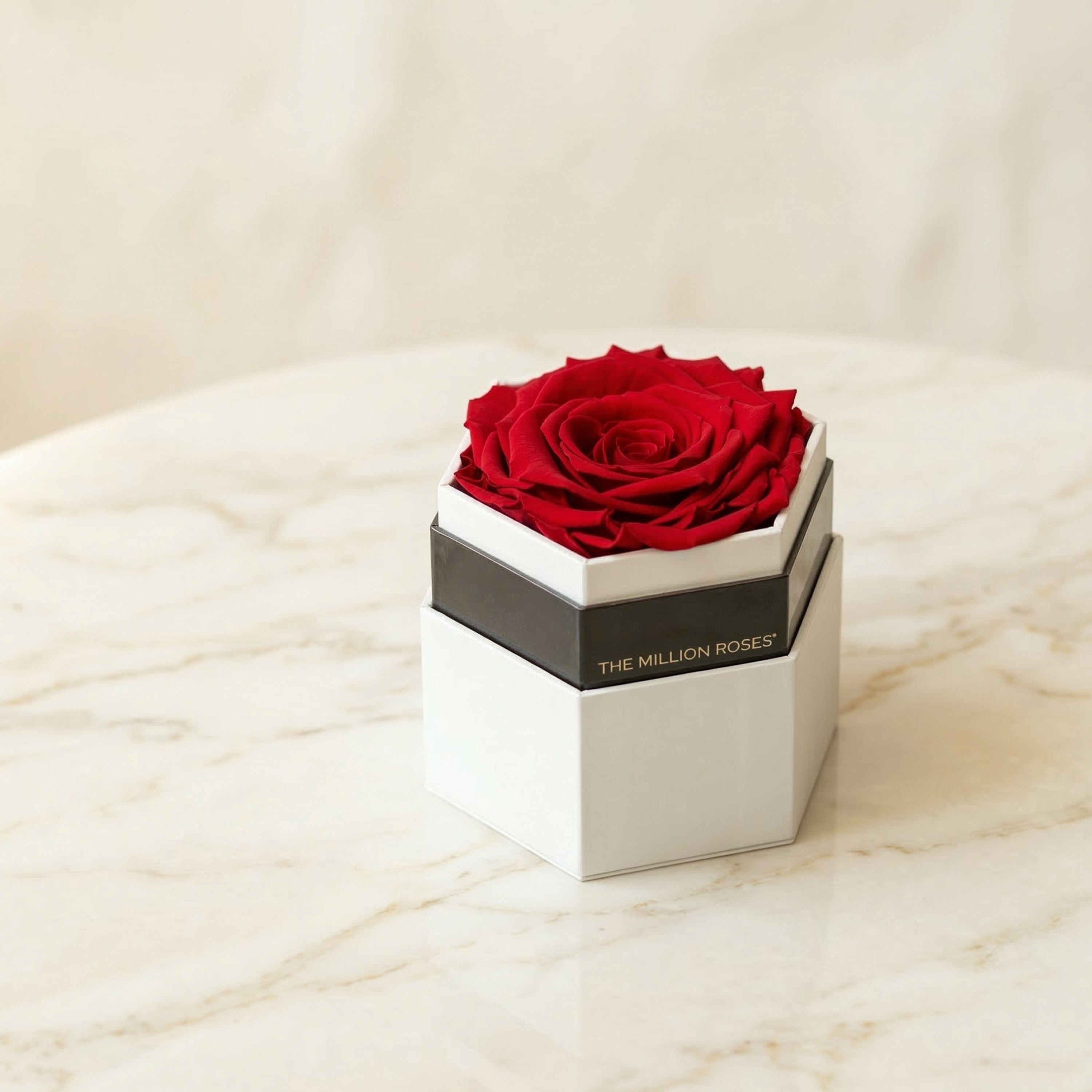 One in a Million™ White Hexagon Box | Red Rose