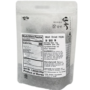 [Manje] Jeju Naturally Harvested Dried Seaweed Hijiki (30g, 1.06oz)