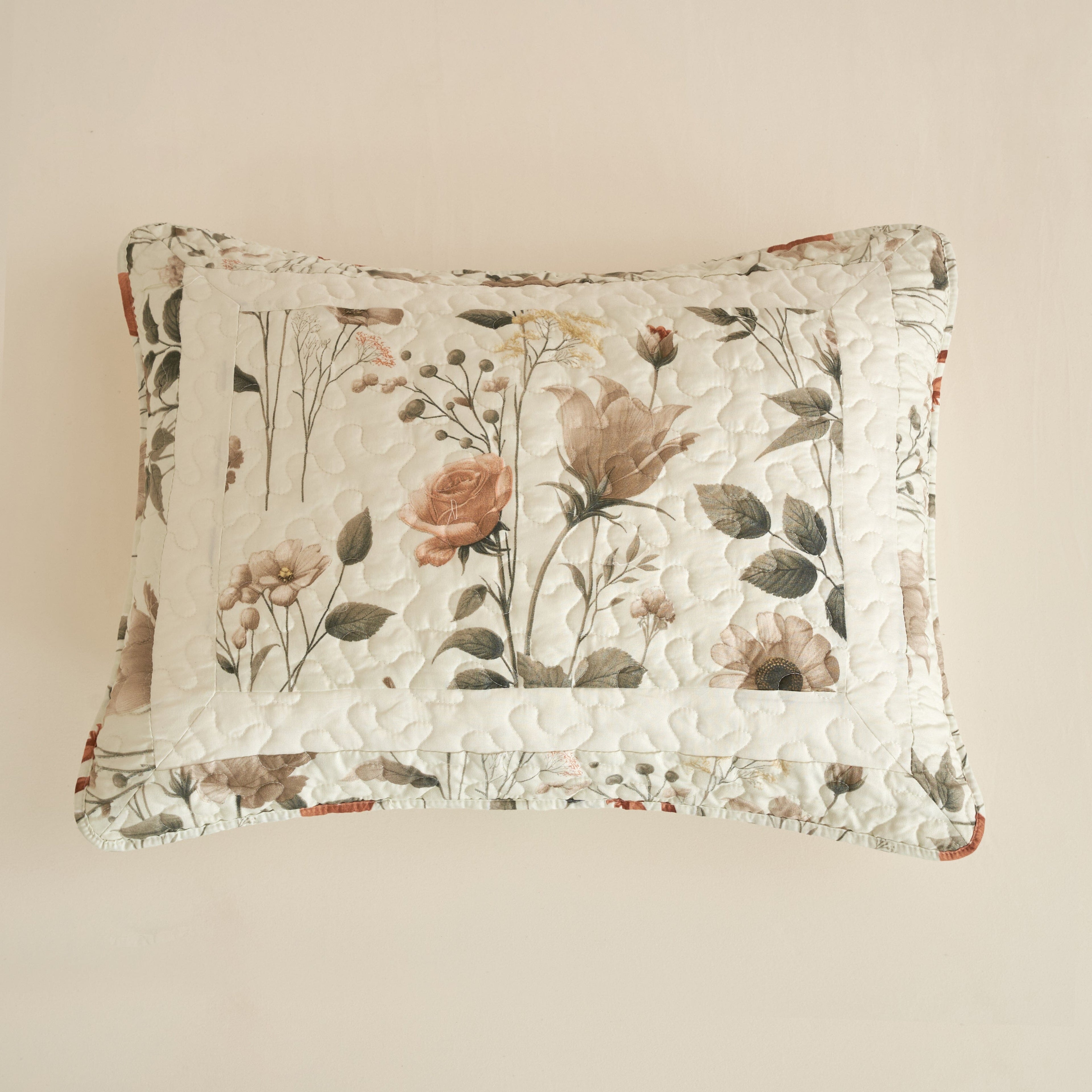 DaDalogy Enchanted Meadow Floral Quilt Set - Beige Rose Green
