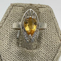 Sterling Silver Citrine Sunshine Cathedral Ring – Size 5 – Abundance, Confidence & Personal Power