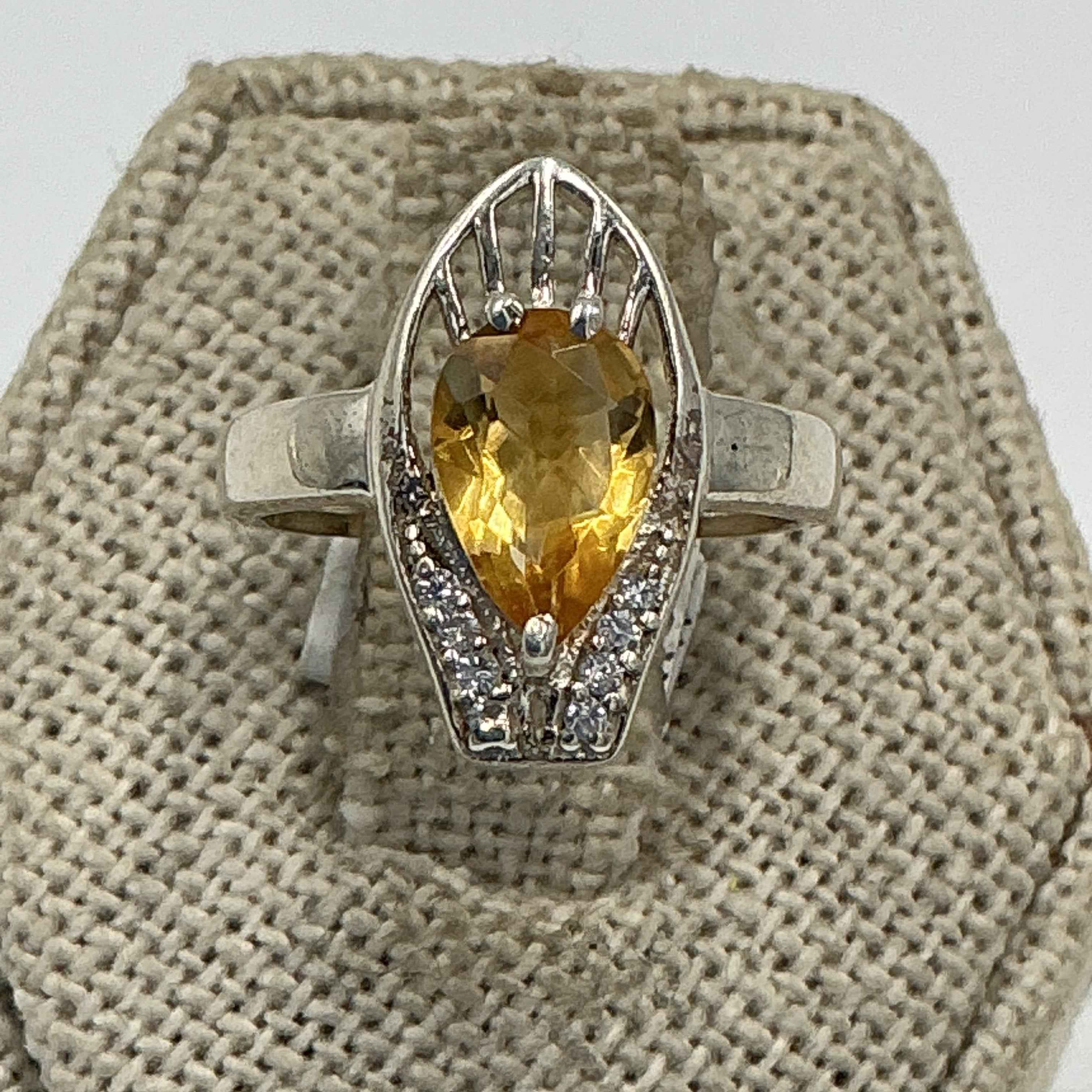 Sterling Silver Citrine Sunshine Cathedral Ring – Size 5 – Abundance, Confidence & Personal Power