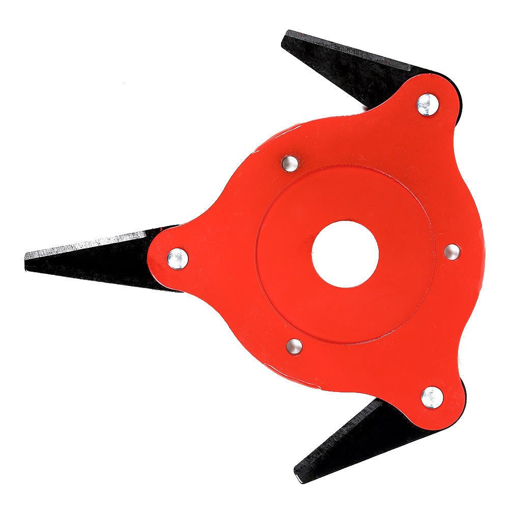 Red and black tool with a circular design on a white background