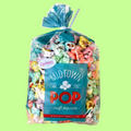 Bag of Midtown Pop confetti popcorn on a green background
