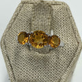 Sterling Silver Three Stone Citrine Ring – Size 8 – Abundance, Joy & Manifestation