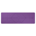 Purple yoga mat with a geometric design on a white background