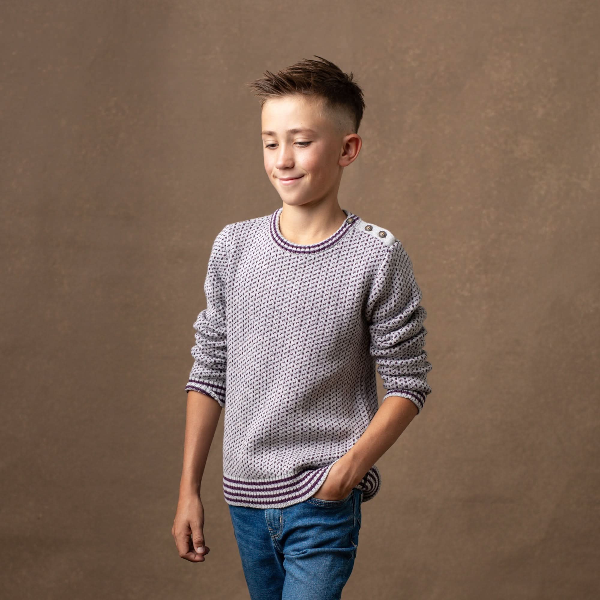 Organic Intarsia Crew Neck Sweater - Baby