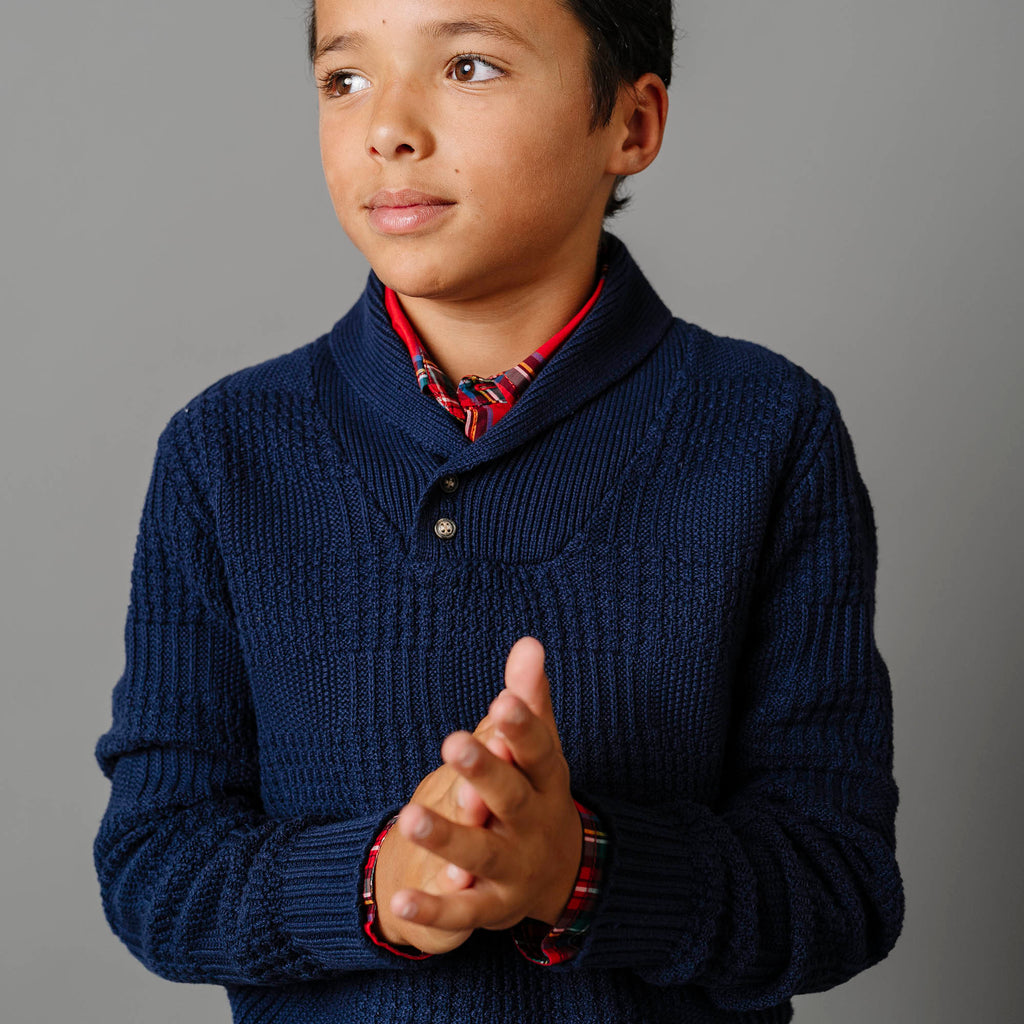 Organic Textured Shawl Collar Sweater - Baby