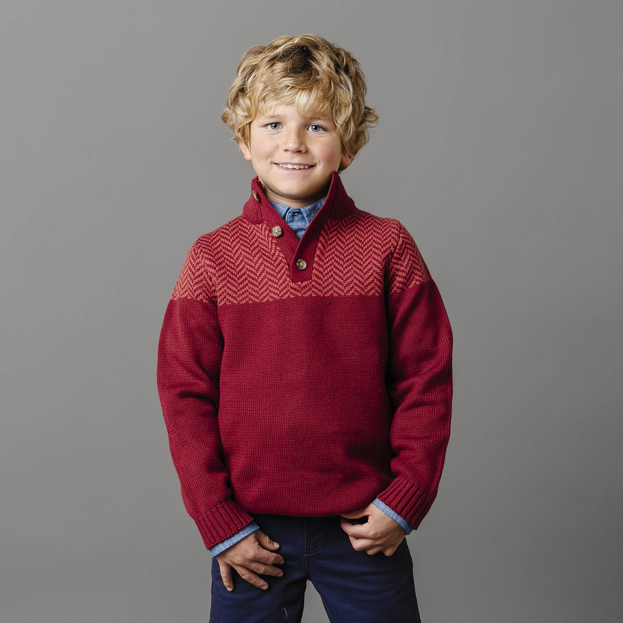 Organic Intarsia Yoke Mock Neck Sweater - Baby