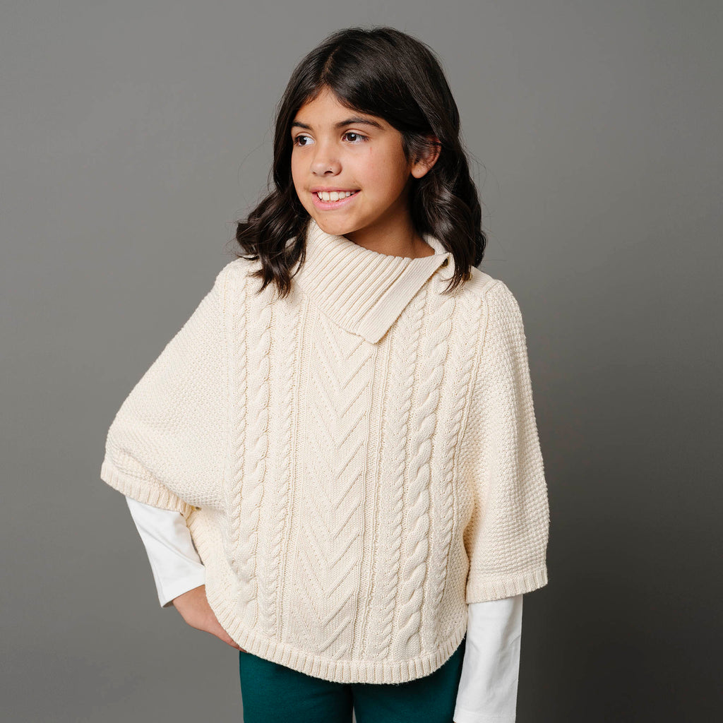 Organic Split Collar Sweater Cape - Baby