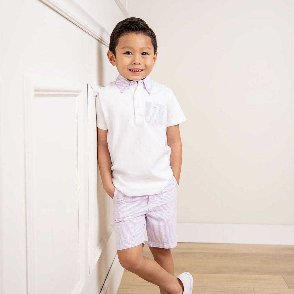 Organic Jersey Polo with Seersucker Trim - Baby