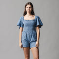 Organic Smocked Chambray Romper