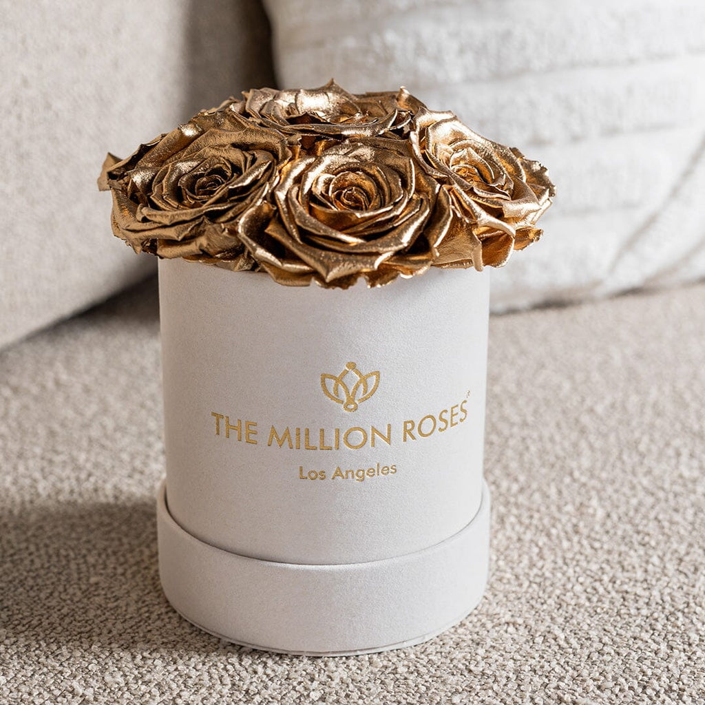 Essence Beige Suede Box | Gold Roses