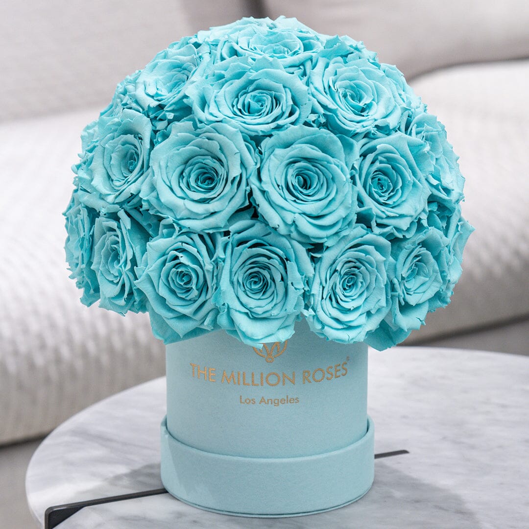 Essence Mint Green Suede Superdome Box | Turquoise Roses