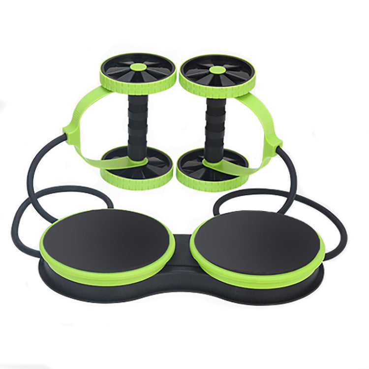 Black and green exercise device on a white background