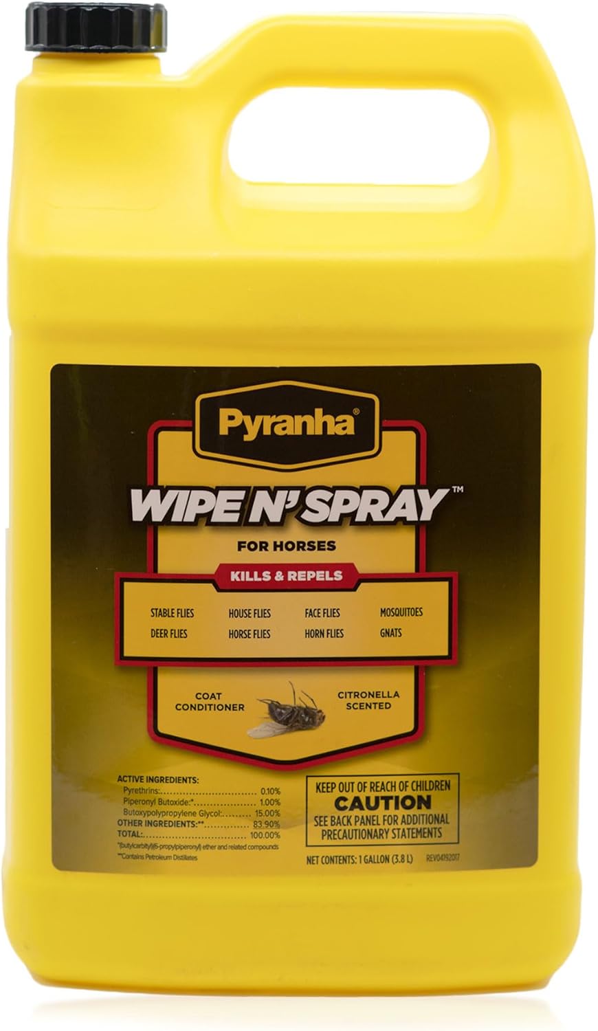 Cat Pyranha Horse Wipe N' Spray Rtu Citronella Equine Fly Protection 1 Gallon