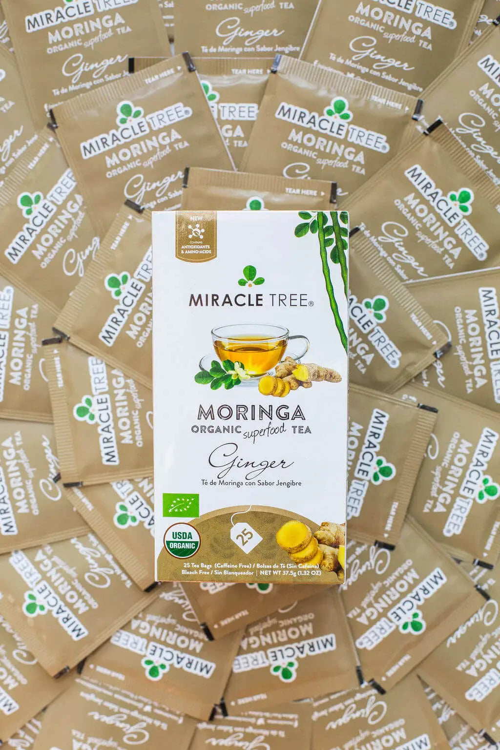 Organic Moringa Tea - Ginger - Caffeine-Free Herbal Tea